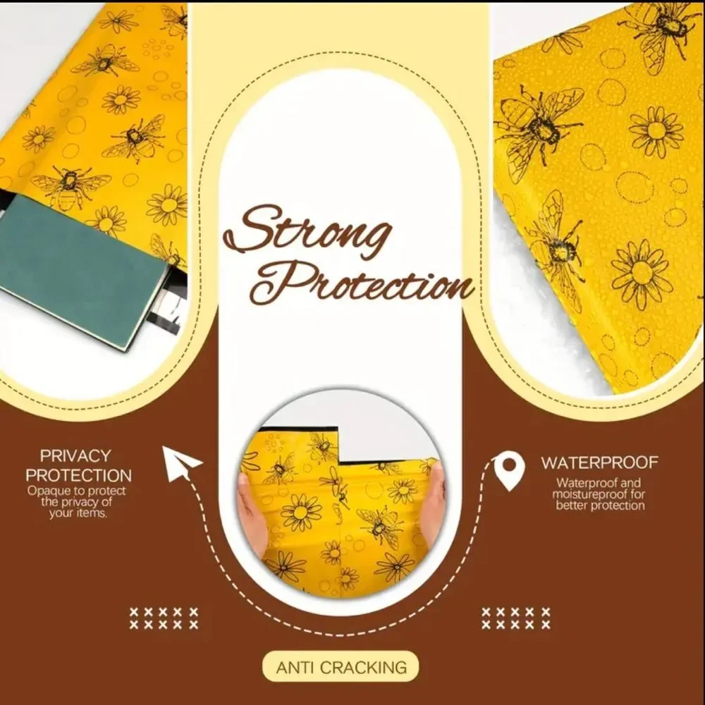 10x13 Polymailers 25 Pack Yellow Bee Summer Shipping Bags Boutique Mailers